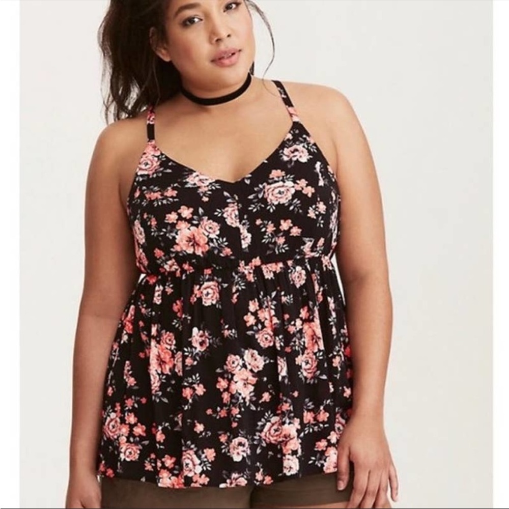 Torrid Challis Floral Babydoll Tank Top